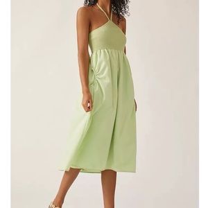 NWT Anthropologie Midi Halter Lalavon Twofer Dress